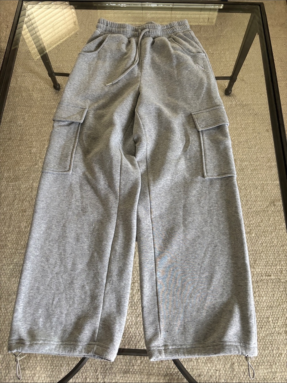 Daisy Gray Cargo Track Joggers with Drawstring Waist